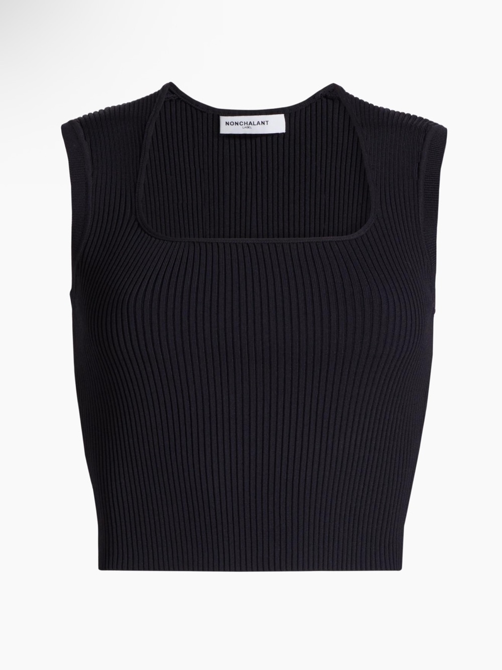 NONCHALANT LABEL Ellie Ribbed-Knit Square Neck Crop Top Sz M